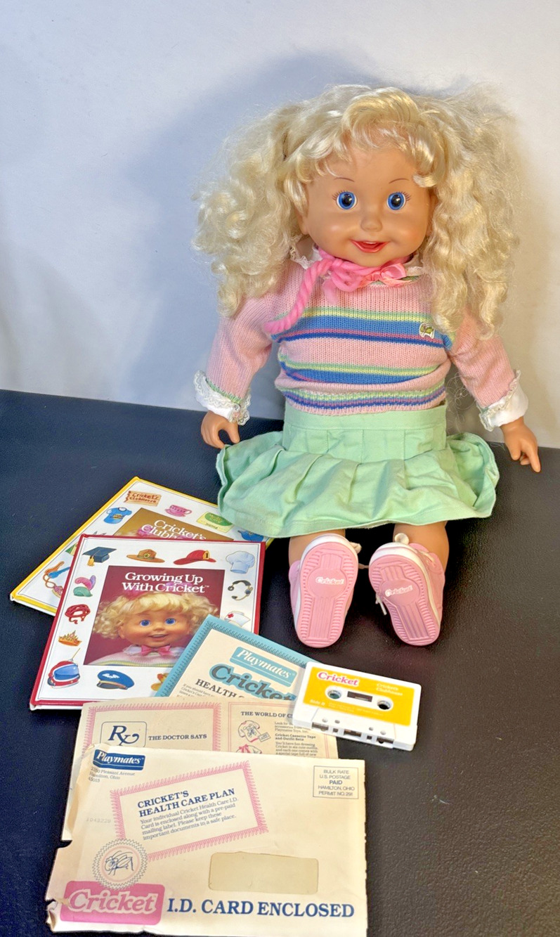Vintage 1986 Playmates Cricket Talking Doll Cassette Works Eyes Mouth Don't Move